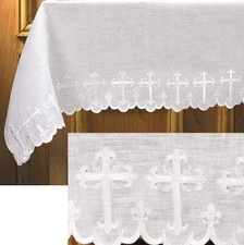 ALTAR FRONTAL-2-SIDED SCALLOPED EDGE-LINEN-50" X 96"