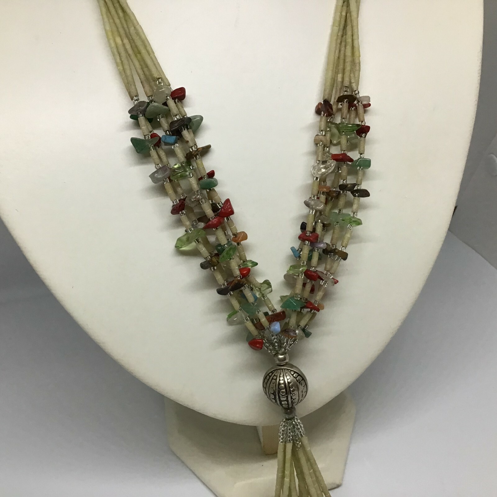 Sensational 1970's Multi Strand Lariat NECKLACE SemiPrecious Stones