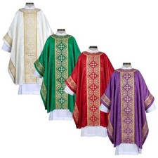 Excelsis Gothic Rounded Neck Chasuble With Stole Church Vestment Sets 51 In