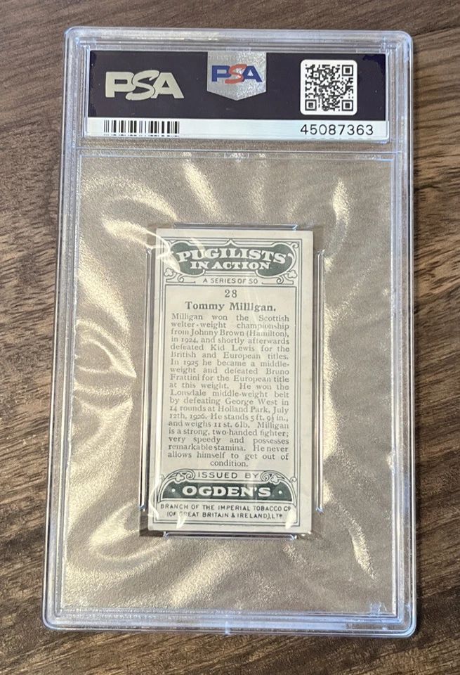 1928 Ogden's Ltd. Pugilists in Action #28 Tommy Milligan. PSA 7 (only 2 Higher) - Image 3 of 3