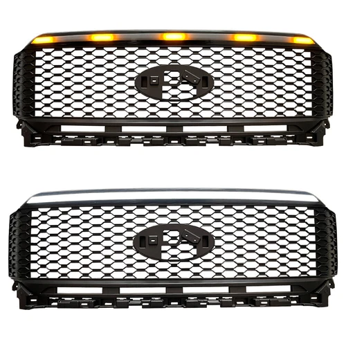 Parachoques delantero negro parrilla superior para F150 2021-2023 con barra de iluminación LED 1 pieza - Imagen 2 de 6