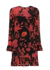 NWT Auth Valentino Floral Print Silk Dress 42IT/6US MSRP:$4329