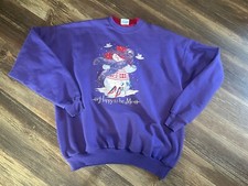Vintage Snowman Red Hat Grandma SWEATSHIRT double Collar hanes Christmas XL VTG