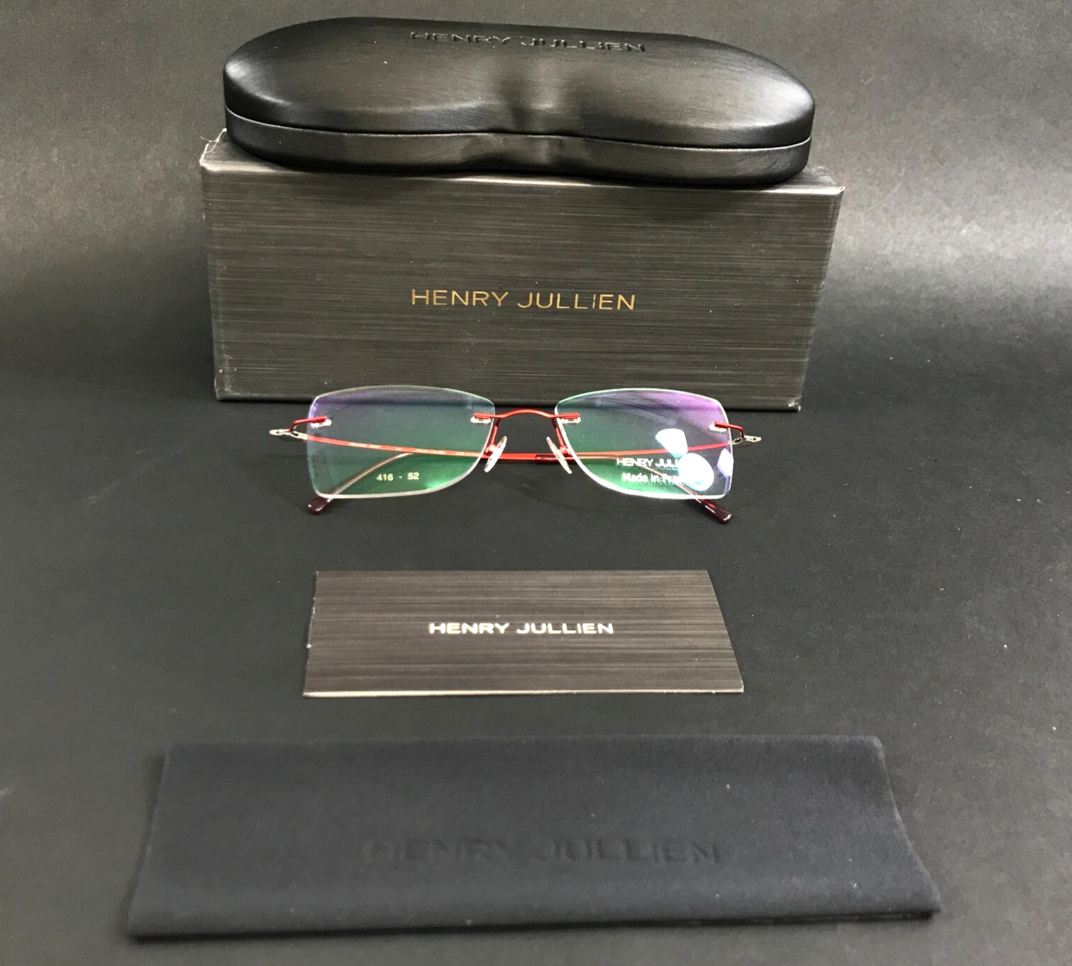 Оправа для очков Henry Jullien MELROSE 18000 C38 Красная прямоугольная без оправы 50-18-132