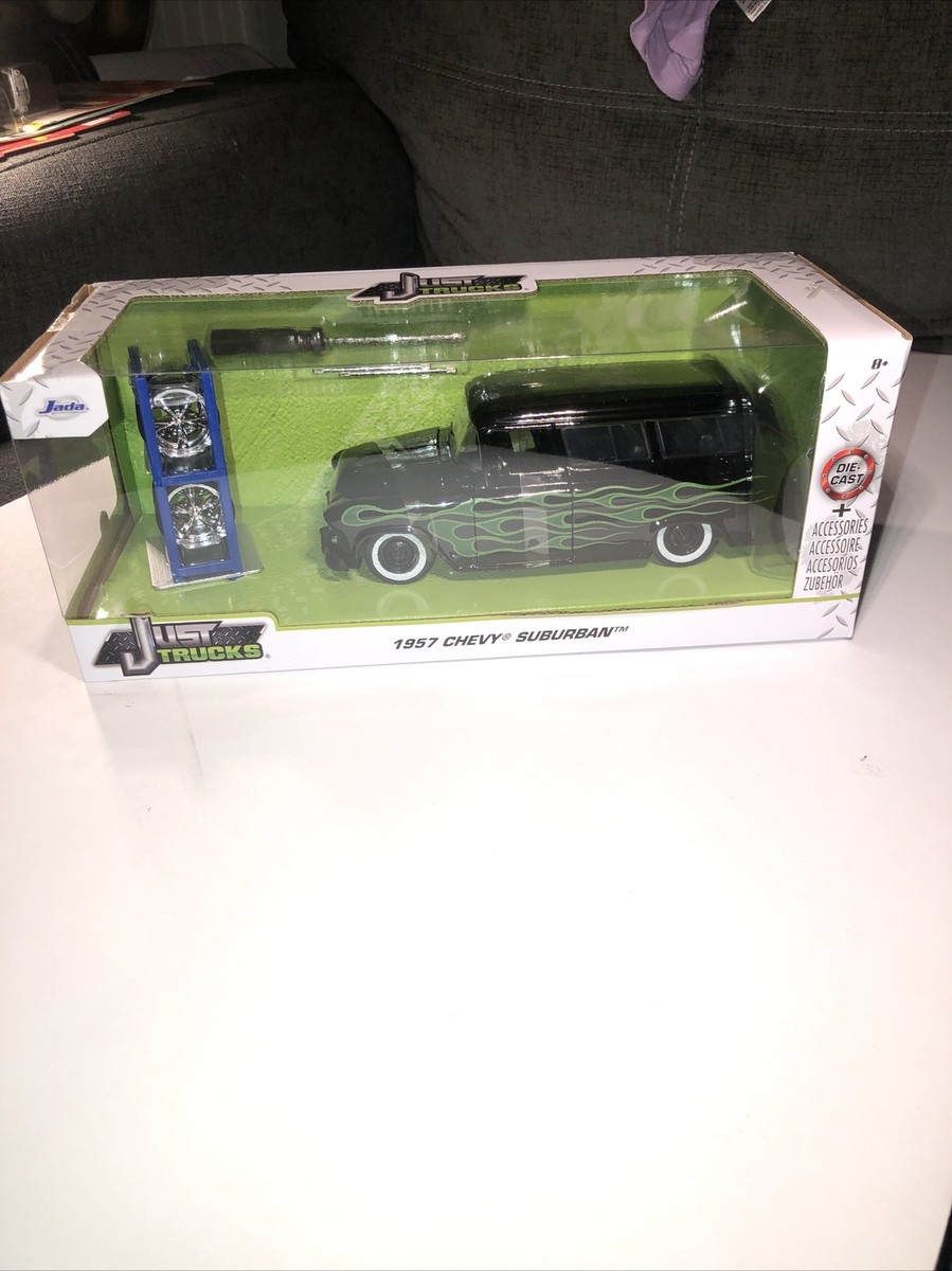 JADA Toys Just Trucks 1957 Chevy Suburban Black/Flames w Spare