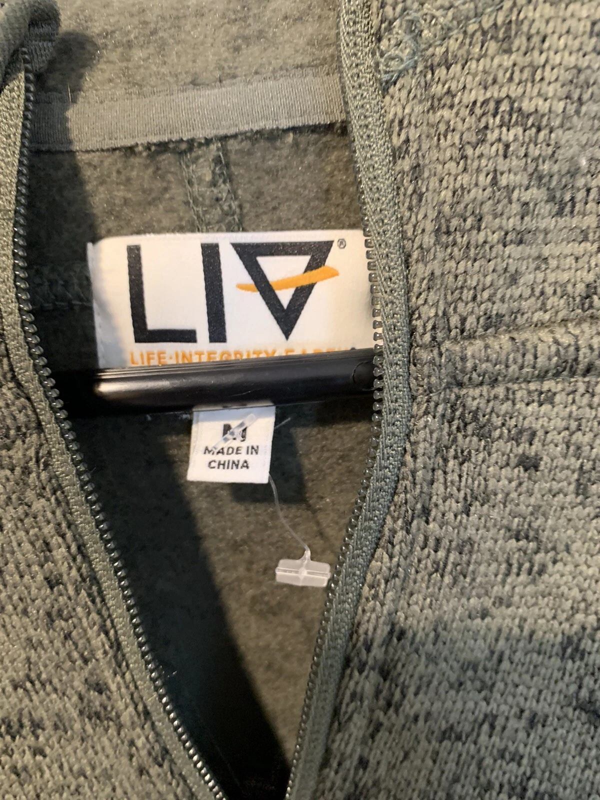 VETEMENTS LIV Outdoor Maglione Uomo Full Zip Felpa Pile Verde Oliva Profondità Profonda Tg Med
