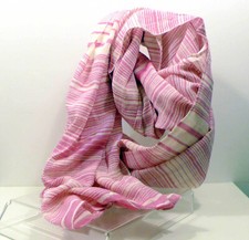 UNISEX FASHION 100 COTTON PINK AND CREAM STRIPED PATTERN STOLE SCARF 72x190 CM 031