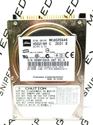 Toshiba 60GB MK6025GAS IDE (HDD2189 C ZK01 S) Laptop HardDrive WIPED & TESTED! - Picture 1 of 2