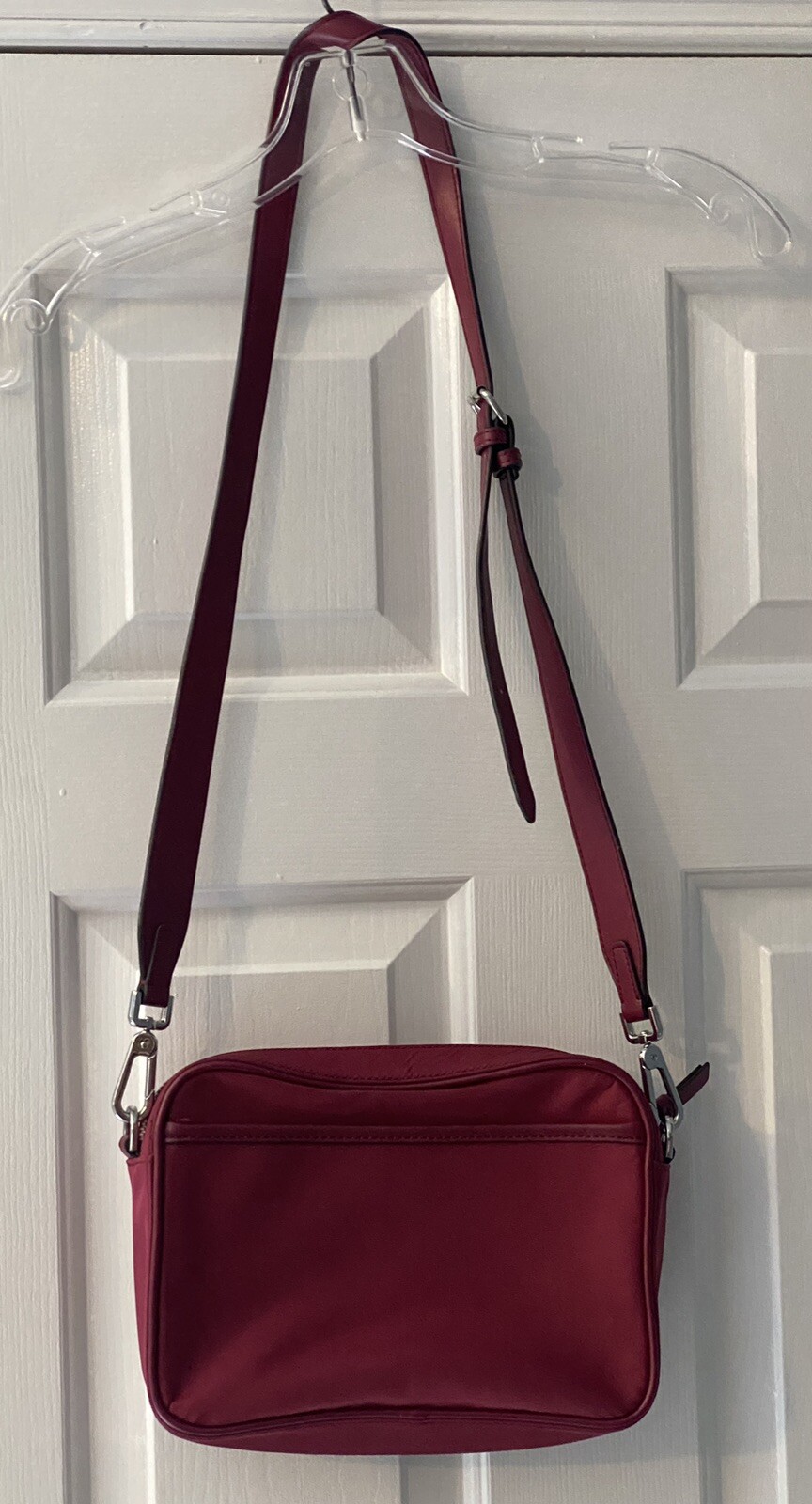 Calvin Klein Women's Faux Leather Rossa Crossbody Bag Burgandy Red “As