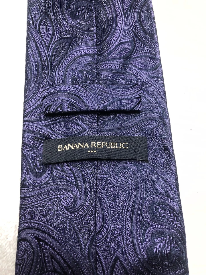 BANANA РЕСПУБЛИКАНСКИЙ МУЖСКОЙ ГАЛСТУК ФИОЛЕТОВЫЙ И ЧЕРНЫЙ 3,5 X 59 - Изображение 4 из 4