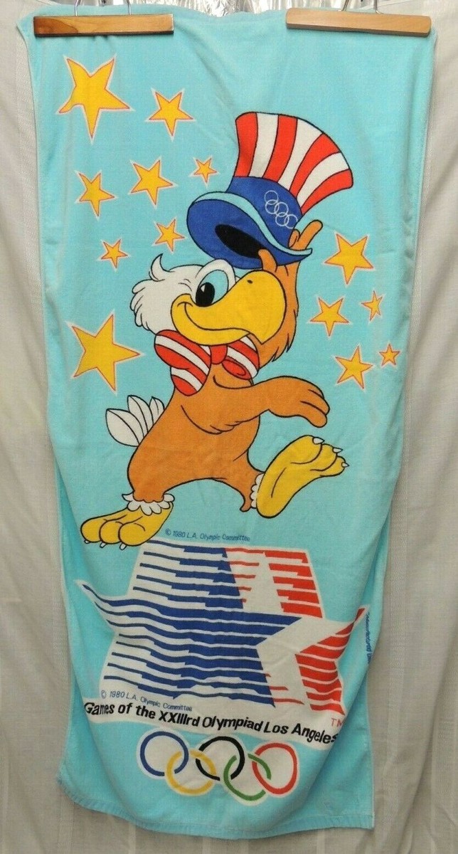 VINTAGE OLYMPIC GAMES BEACH TOWEL 1984 LOS ANGELES FRANCO | eBay