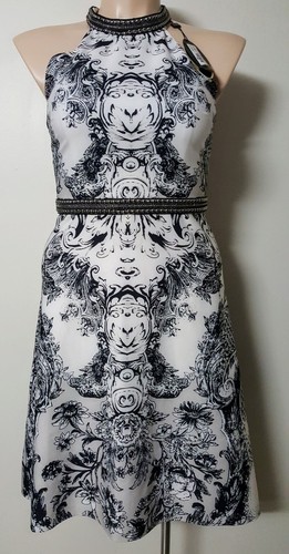 BARIANO Womens 16 Hi Lo Dress Feature Halter Neck Lined Fit & Flare RRP $179.95