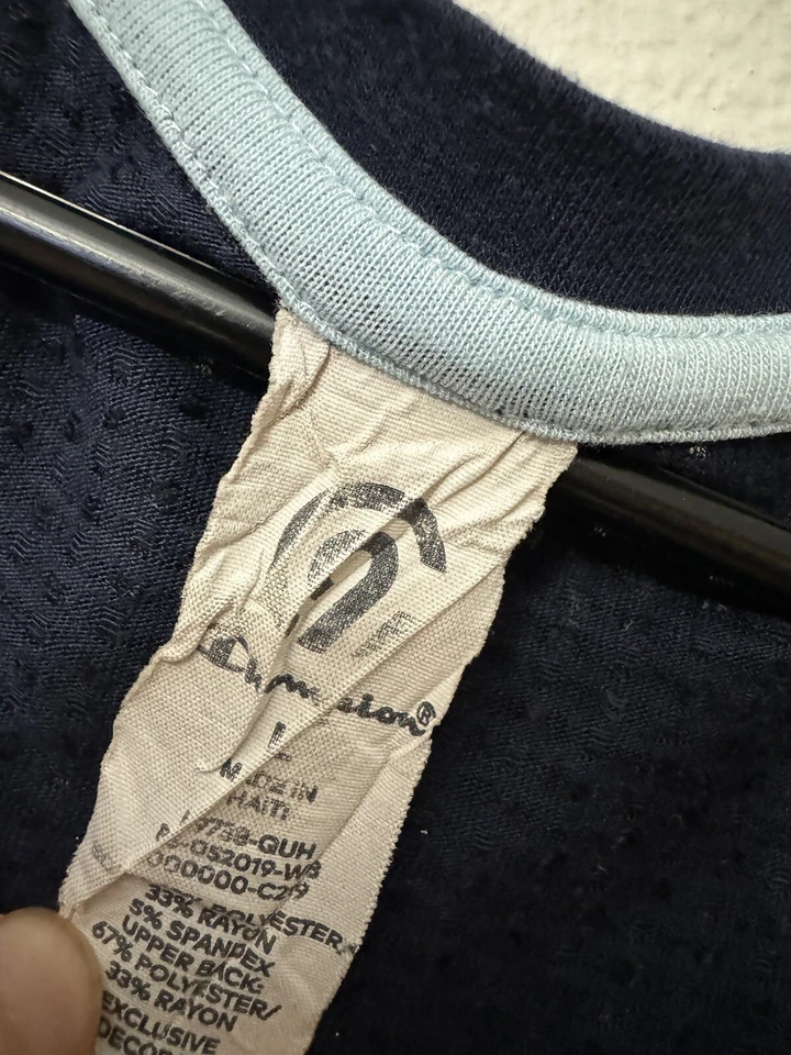 Camiseta sin mangas Champion C9 para mujer talla L azul semi ajustada para correr espalda deportiva Foto 3 de 4