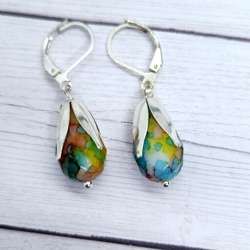 Handmade Multi Color Teardrop Earring