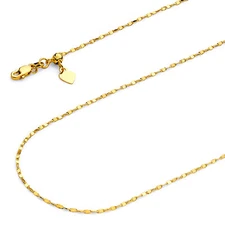 Wellingsale 14k Yellow Gold Solid 1.1mm Twist Mirror Adjustable Necklace - 20"