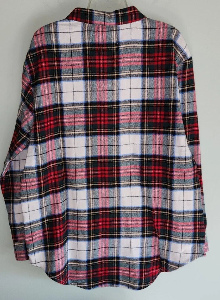 Old Navy Girls SIZE 18 Long Sleeve Tunic Length Flannel Shirt WHITE TARTAN 15724 - Image 3 of 4