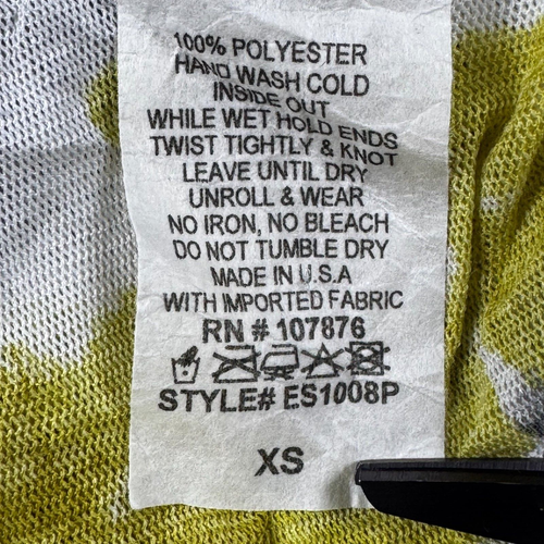 Comfy USA Extra Small Sheer Crinkle Floral Blouse Yellow Gray Peplum Hem Top - Picture 13 of 13