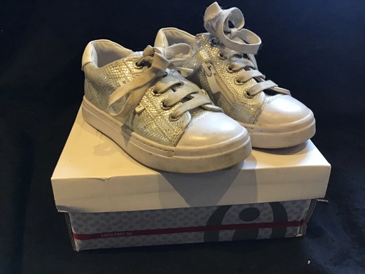 SHM Girls Sneakers Trainers Eu Size 27. Uk Size 9.5 Silver Micro