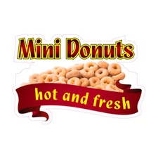 Food Truck Decals Mini Donuts Hot and Fresh Concession Concession Sign Red