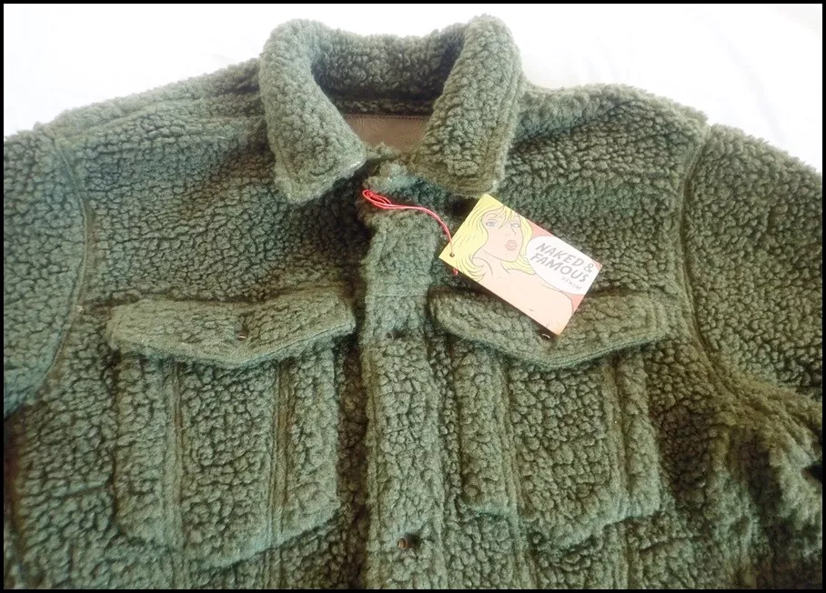 Naked and Famous Japanese Sherpa Fleece Modified Type III Trucker Jacket