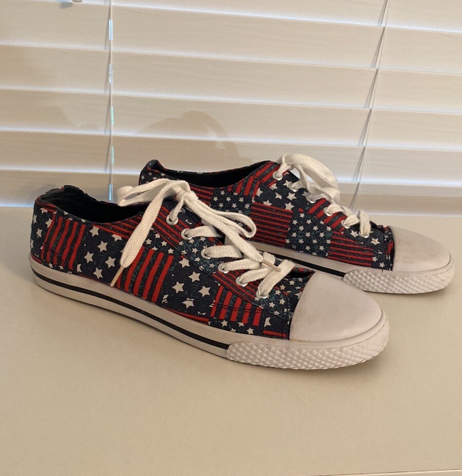 Airwalk Women's American Flag Sneakers Sz 11 Red Blue Patriotic Shoes Flats