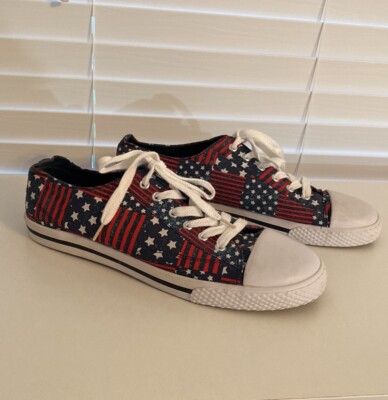 Airwalk Women's American Flag Sneakers Sz 11 Red Blue Patriotic Shoes Flats 