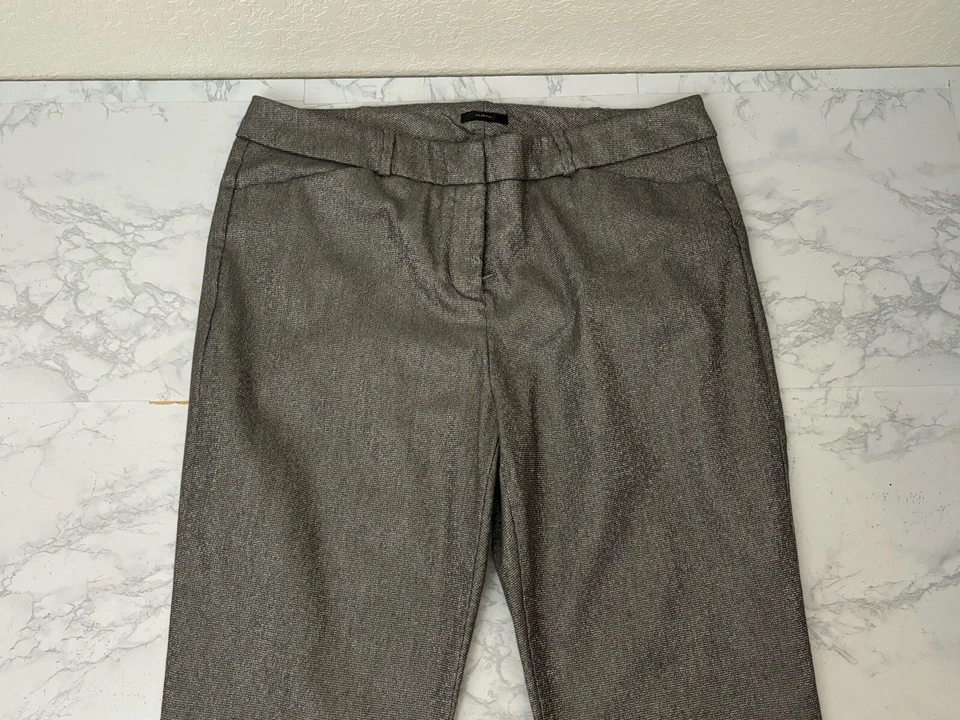 Pantalones de vestir Worthington para mujer 10 grises frente plano calce ajustado pierna recta Z1 Foto 2 de 4