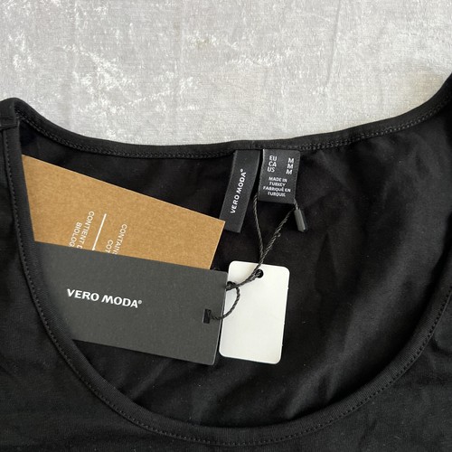 VERO MODA Women's Soft U-Neck T-Shirt Size 10 Black - Picture 3 of 5