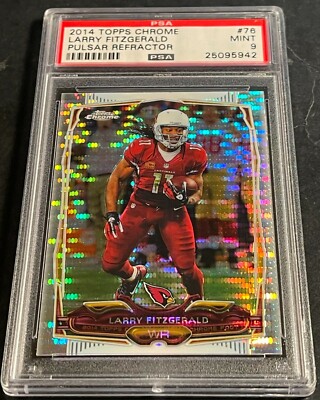 2014 LARRY FITZGERALD TOPPS CHROME PULSAR REFRACTOR #76 PSA 9 POP 2 NONE HIGHER