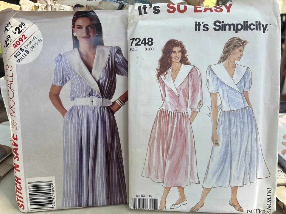 Vintage 80s Dress Patterns Simplicity 7248, McCalls 4092 - Image 3 of 4