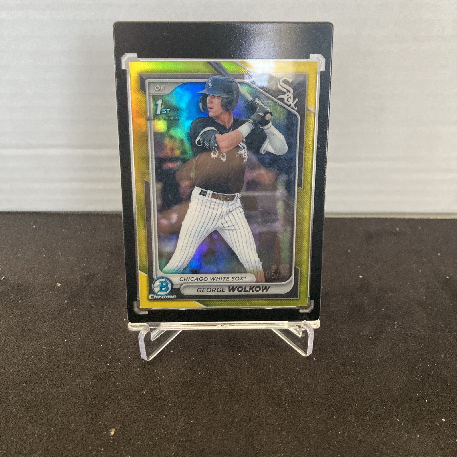 2024 Bowman Chrome Prospects George Wolkow #BCP-144 Yellow Refractor /75 (RC)