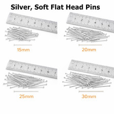 50pcs Silver Flat Head Pins 15mm 20mm 25mm 30mm Stainless Steel Jewelry Findings