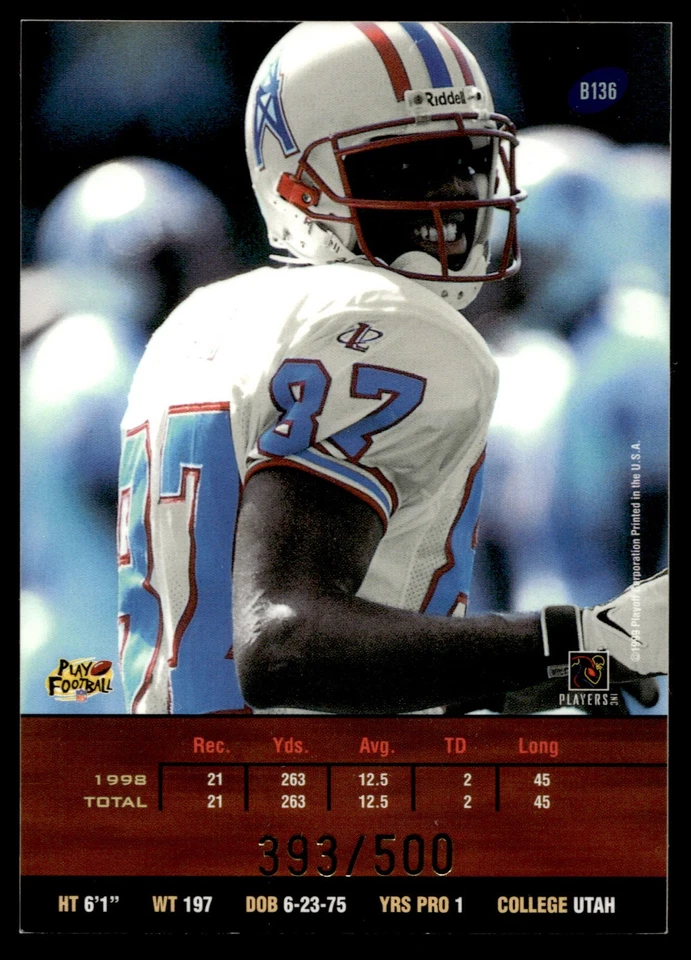 1999 Playoff Prestige SSD #B136 Kevin Dyson Spectrum Purple #/500 - Image 2 of 2