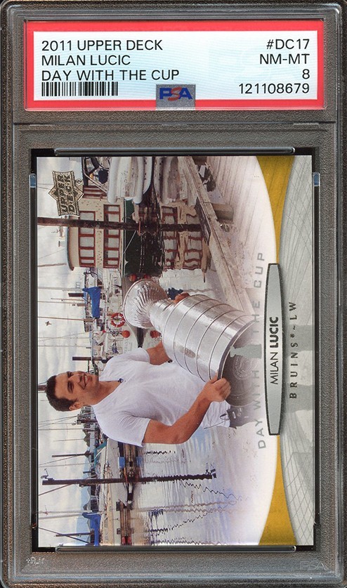 Milan Lucic #DC17 Hockey Cards 2011 Upper Deck Day With the Cup trading card — raw and PSA graded price guide