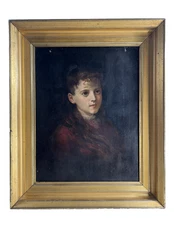 ANTIQUE YOUNG GIRL FEMALE PORTRAIT VINTAGE 19TH CENTURY ORIGINAL OIL PAINTING