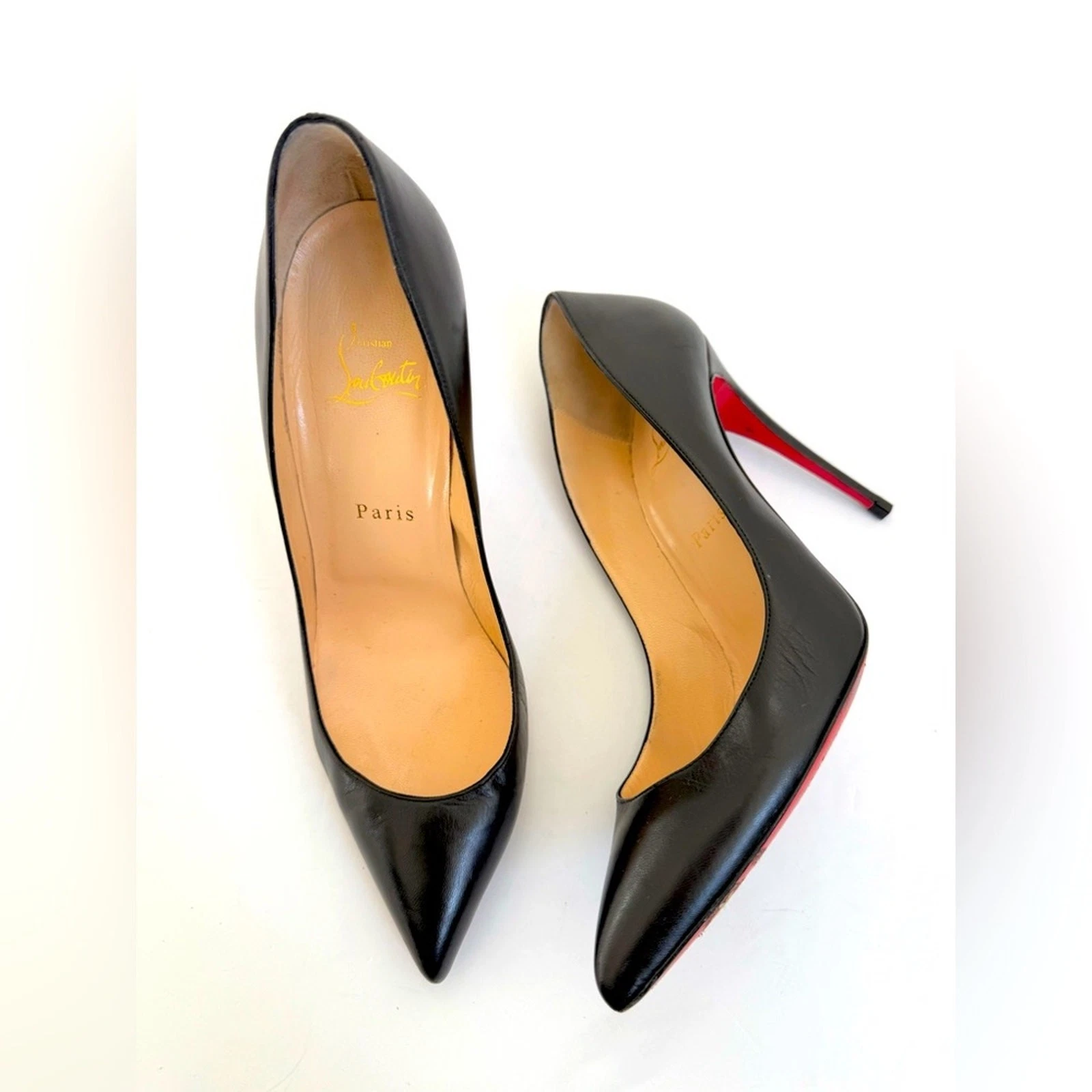 Christian Louboutin — Christian Louboutin Black leather Pigalle 100mm pointed toe pumps EU 39.5