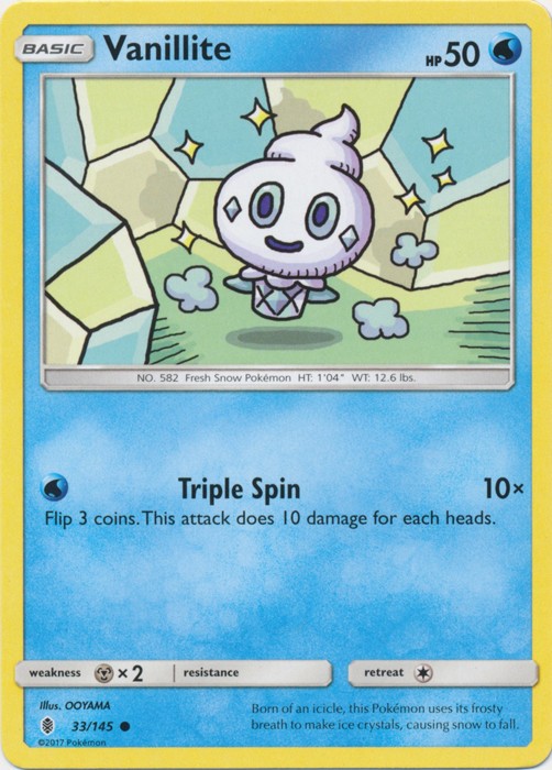 Vanillite - 33/145 - Common (Near Mint) Guardians Rising - Water Pokémon