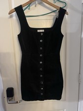 Urban Outfitters Black Corduroy Button Down Mini Dress Sz 2