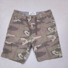 Signature by Levi Strauss Shorts Mens 36 Green Camo Drawstring Chino Cotton