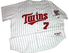 VTG AUTHENTIC JOE MAUER MINNESOTA TWINS MLB MAJESTIC PINSTRIPE JERSEY 56 SEWN!