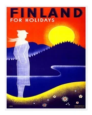 Vintage Finland Travel Poster Wall Art - Retro Scenic Print Home Decor