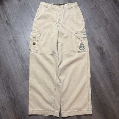 JNCO Jeans 34x34 Khaki Crown Logo Cargo Pants Y2K Wide Leg Grail USA Style