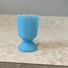 Fenton Blue Satin Vintage Glass Toothpick Holder Paneled Daisy Art Deco