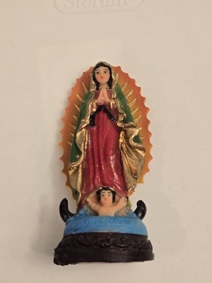  Unique Our Lady Of Guadalupe Statue (Hand-Painted, Mexico) Around 5 Inches LOOK