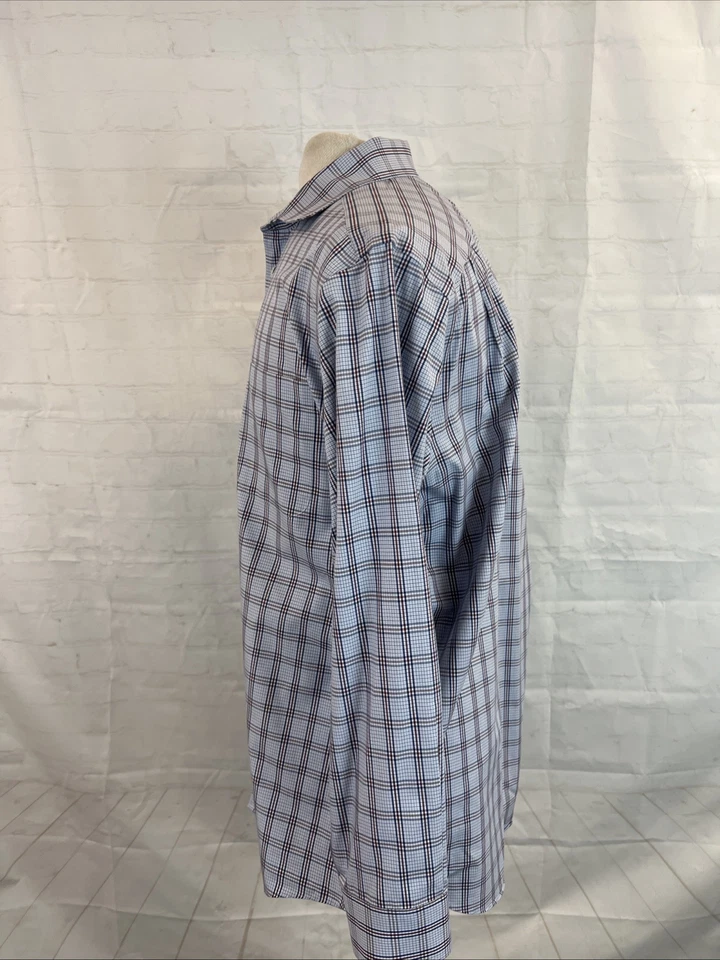 Черный коричневый 1826 мужчин синий и бордовый красный клетку хлопок платье рубашка 17 - 34 $108 - Изображение 4 из 4