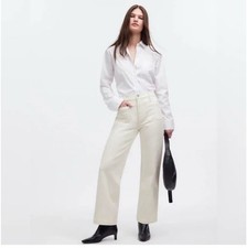 MADEWELL NWD Emmett Wide-Leg Full Length Tile White Jean Jeans sz 26 NR113