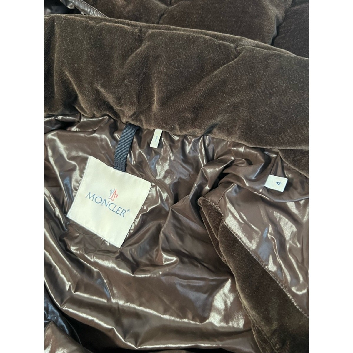 Moncler Vexin Padded Velvet Gilet Puffer Down Vest Brown Sz 4 (XL 