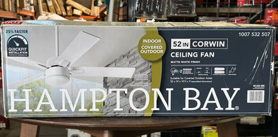 Hampton Bay 52 in. Corwin Indoor/Outdoor Matte White LED Ceiling Fan w/Light Kit