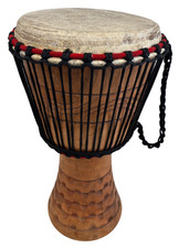 Handgeschnitzte afrikanische Djembe Trommel 11" Ziegenlederkopf Percussion 22,5" - K12 O670