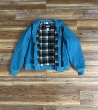 Vintage Woolrich Wool Bomber Jacket Coat Women  s Large Teal Blue Made in USA